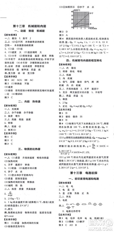 阳光出版社2021全品学练考听课手册九年级物理上册SK苏科版徐州专版答案