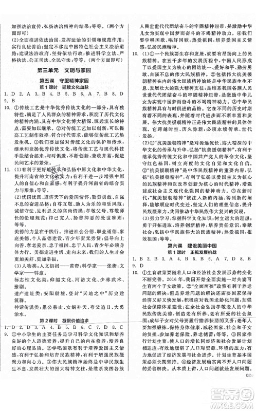 沈阳出版社2021全品学练考九年级道德与法治人教版河南专版答案 沈阳出版社2021全品学练考九年级道德与法治人教版河南专版答案
