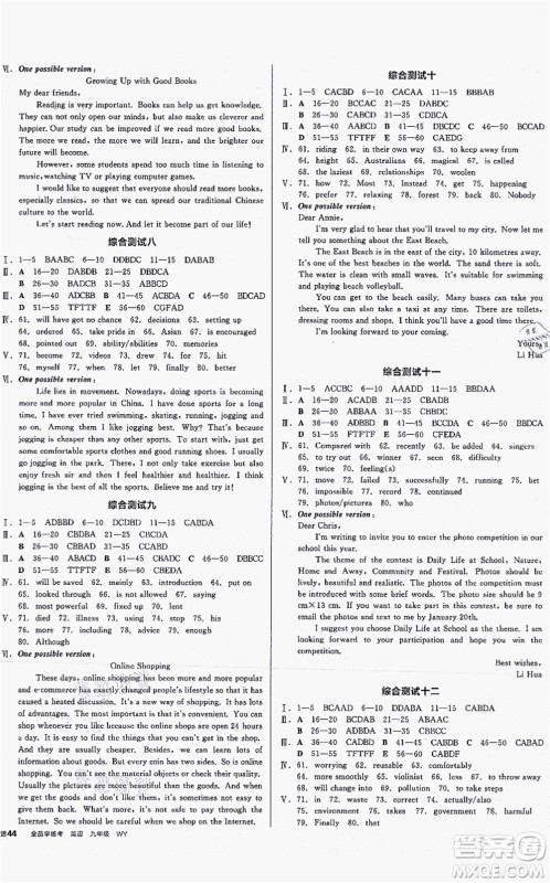 沈阳出版社2021全品学练考作业手册九年级英语WY外研版内蒙古专版答案 沈阳出版社2021全品学练考作业手册九年级英语WY外研版内蒙古专版答案