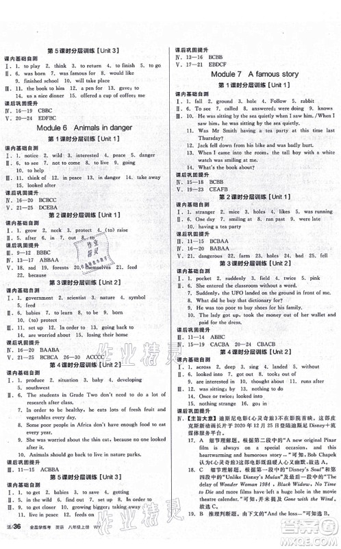 河北科学技术出版社2021全品学练考听课手册八年级英语上册WY外研版广西专版答案 河北科学技术出版社2021全品学练考听课手册八年级英语上册WY外研版广西专版答案