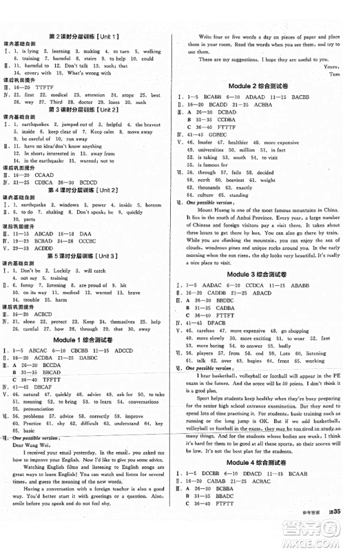 河北科学技术出版社2021全品学练考听课手册八年级英语上册WY外研版内蒙古专版答案 河北科学技术出版社2021全品学练考听课手册八年级英语上册WY外研版内蒙古专版答案