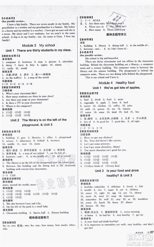 沈阳出版社2021全品学练考听课手册七年级英语WY外研版广西专版答案