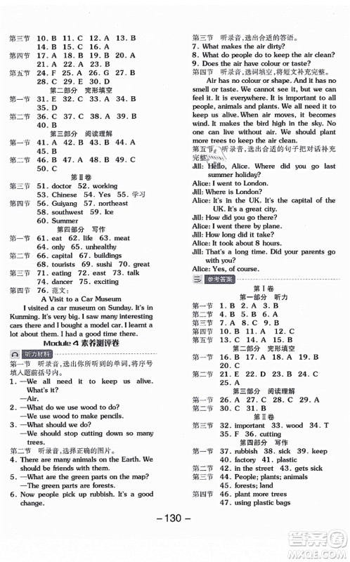 花山文艺出版社2021全品学练考六年级英语上册HJ沪教版答案 花山文艺出版社2021全品学练考六年级英语上册HJ沪教版答案