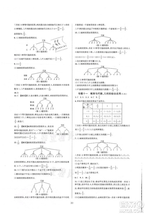 浙江教育出版社2021全优新同步九年级数学人教版参考答案