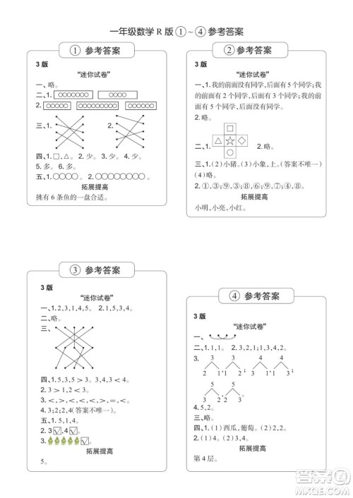 2021年时代学习报一年级上数学R版人教版1-8期参考答案 2021年时代学习报一年级上数学R版人教版1-8期参考答案