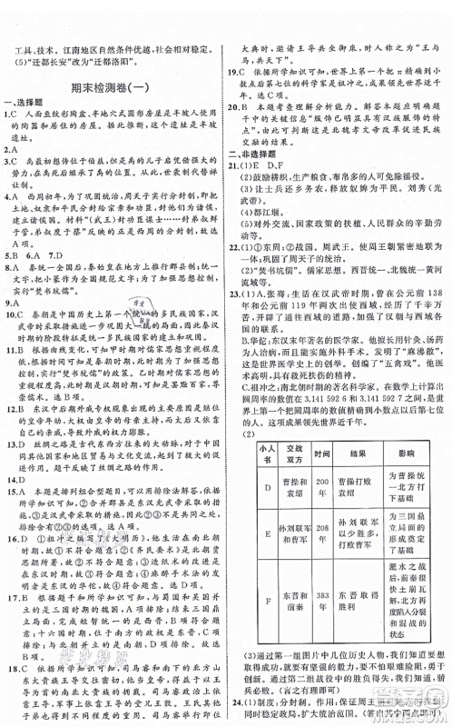 内蒙古教育出版社2021初中同步学习目标与检测七年级历史上册人教版答案 内蒙古教育出版社2021初中同步学习目标与检测七年级历史上册人教版答案