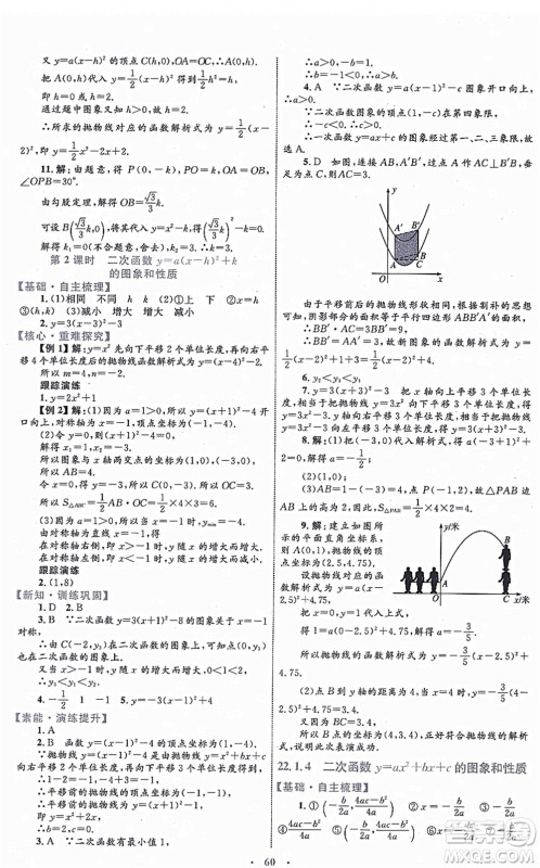 内蒙古教育出版社2021初中同步学习目标与检测九年级数学全一册人教版答案