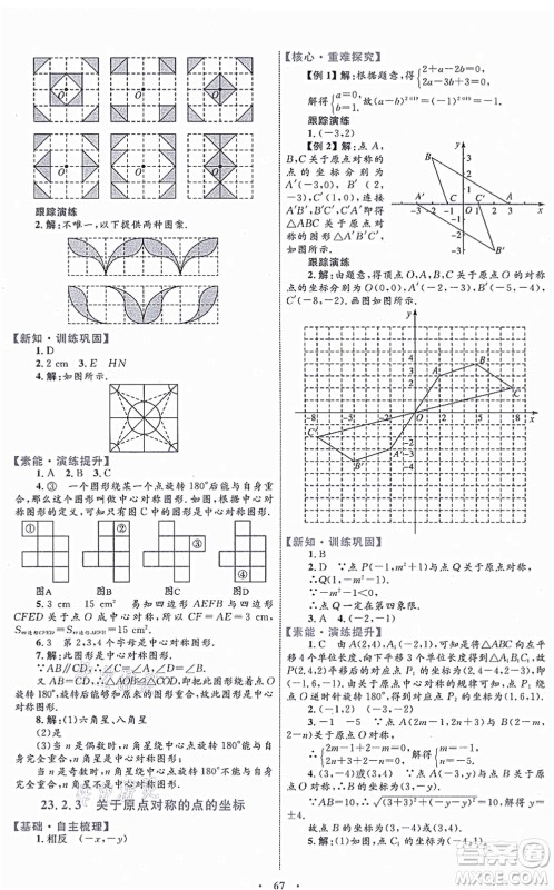 内蒙古教育出版社2021初中同步学习目标与检测九年级数学全一册人教版答案 内蒙古教育出版社2021初中同步学习目标与检测九年级数学全一册人教版答案