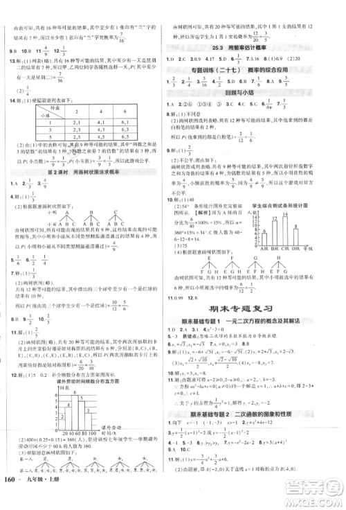 长江出版社2021状元成才路创优作业九年级上册数学人教版参考答案