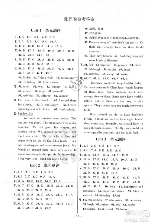 人民教育出版社2021初中同步测控优化设计八年级英语上册人教版答案 人民教育出版社2021初中同步测控优化设计八年级英语上册人教版答案
