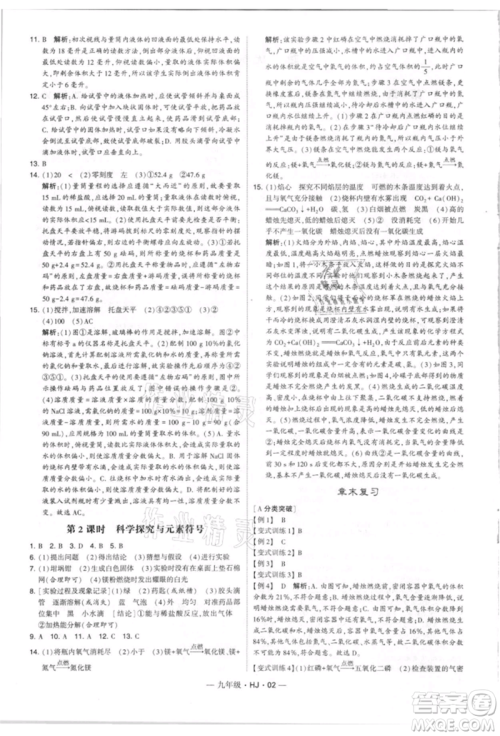 宁夏人民教育出版社2021经纶学典学霸题中题九年级上册化学沪教版参考答案