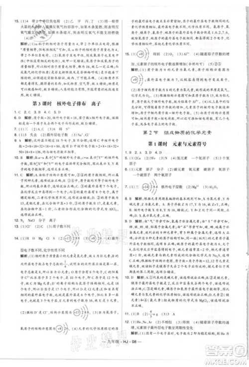 宁夏人民教育出版社2021经纶学典学霸题中题九年级上册化学沪教版参考答案