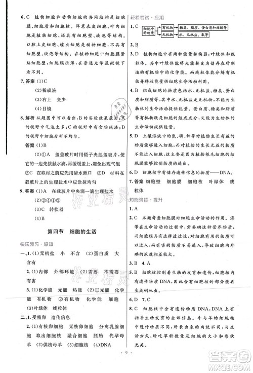 人民教育出版社2021初中同步测控优化设计七年级生物上册精编版答案 人民教育出版社2021初中同步测控优化设计七年级生物上册精编版答案