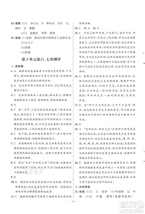 知识出版社2021初中同步测控优化设计七年级生物上册SJ苏教版答案 知识出版社2021初中同步测控优化设计七年级生物上册SJ苏教版答案