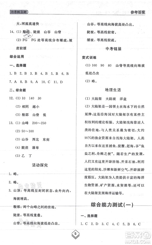 山东人民出版社2021综合能力训练六年级地理上册五四制鲁教版答案 山东人民出版社2021综合能力训练六年级地理上册五四制鲁教版答案