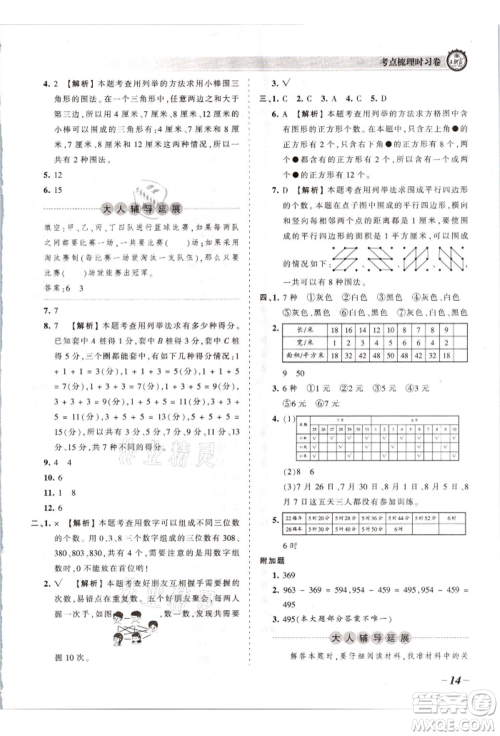 江西人民出版社2021王朝霞考点梳理时习卷五年级上册数学苏教版参考答案