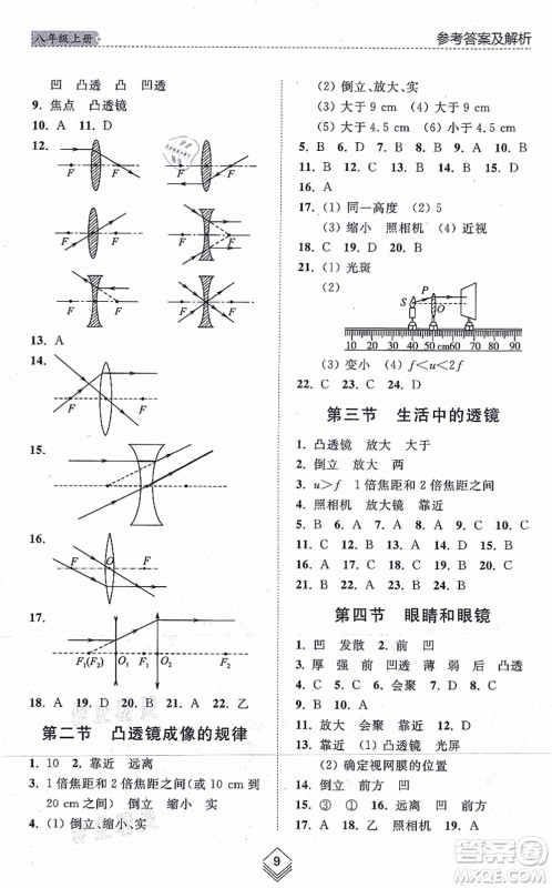 山东人民出版社2021综合能力训练八年级物理上册五四制鲁科版答案