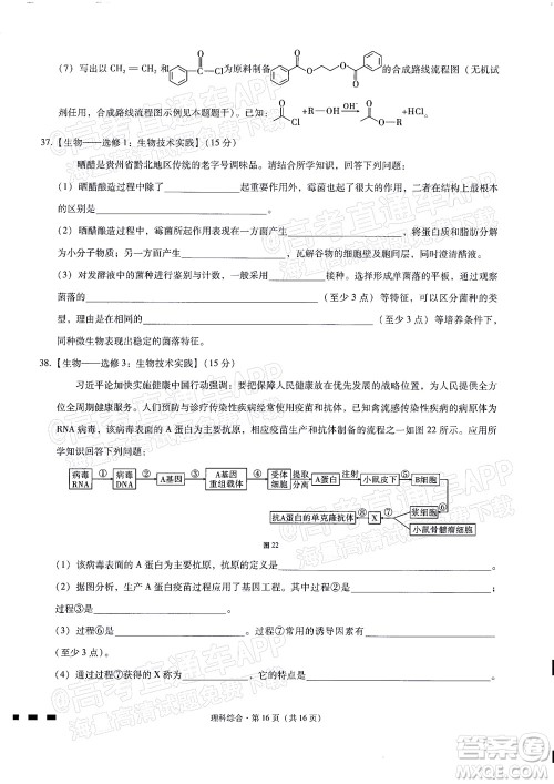 2022届贵阳一中高考适应性月考二理科综合试题及答案 2022届贵阳一中高考适应性月考二理科综合试题及答案