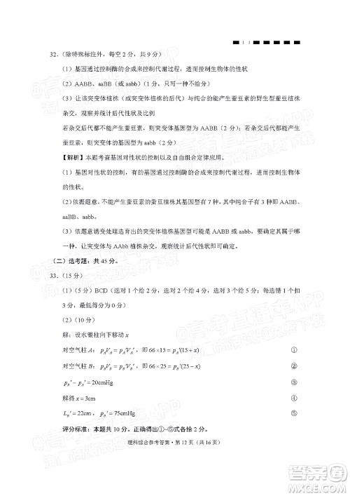 2022届贵阳一中高考适应性月考二理科综合试题及答案 2022届贵阳一中高考适应性月考二理科综合试题及答案