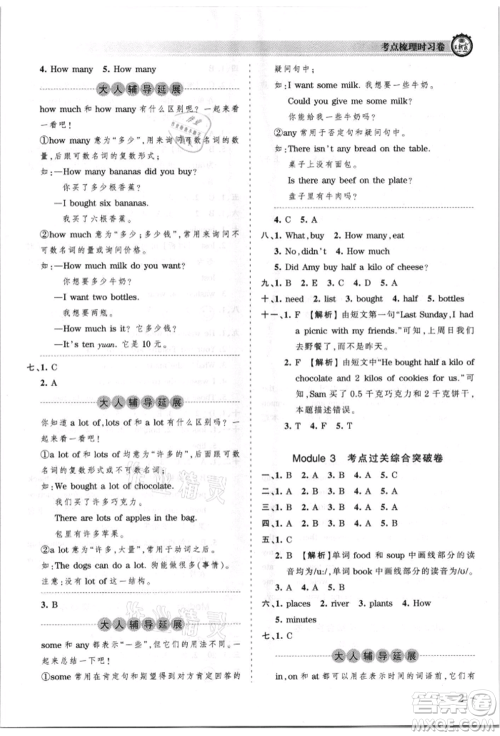 江西人民出版社2021王朝霞考点梳理时习卷五年级上册英语外研版参考答案