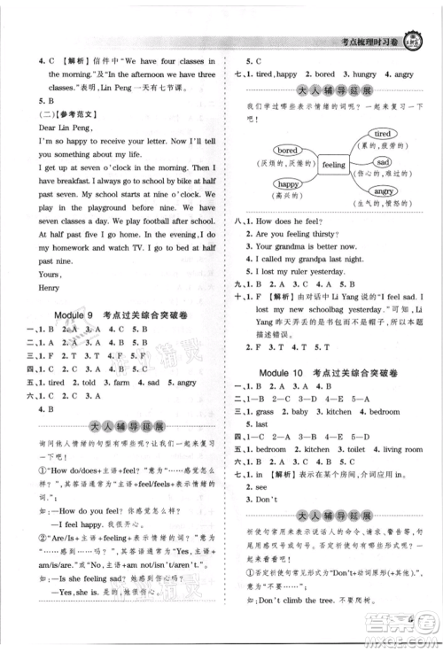 江西人民出版社2021王朝霞考点梳理时习卷五年级上册英语外研版参考答案