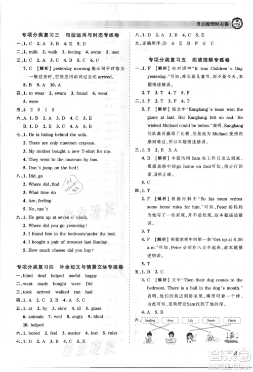 江西人民出版社2021王朝霞考点梳理时习卷五年级上册英语外研版参考答案