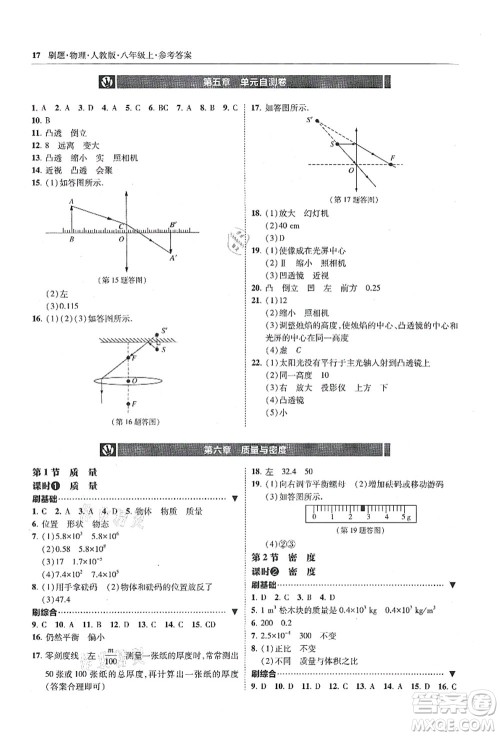 东北师范大学出版社2021北大绿卡刷题八年级物理上册人教版答案 东北师范大学出版社2021北大绿卡刷题八年级物理上册人教版答案