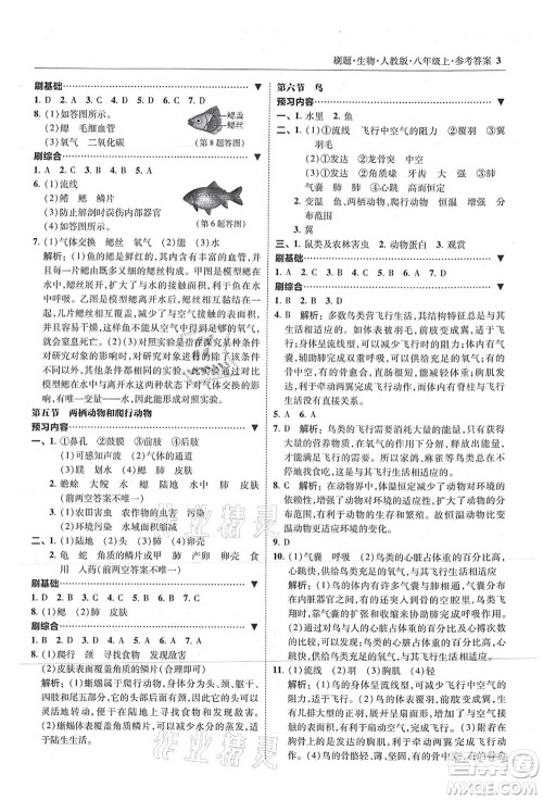 东北师范大学出版社2021北大绿卡刷题八年级生物上册人教版答案