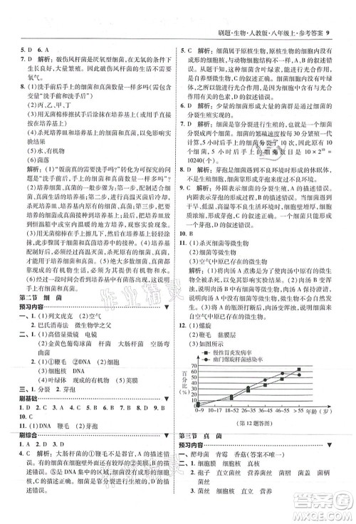 东北师范大学出版社2021北大绿卡刷题八年级生物上册人教版答案