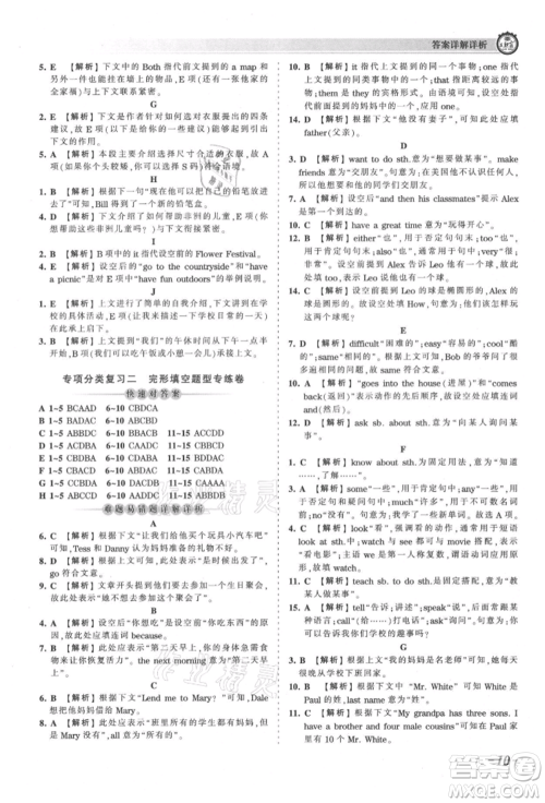 江西人民出版社2021王朝霞考点梳理时习卷七年级上册英语人教版参考答案