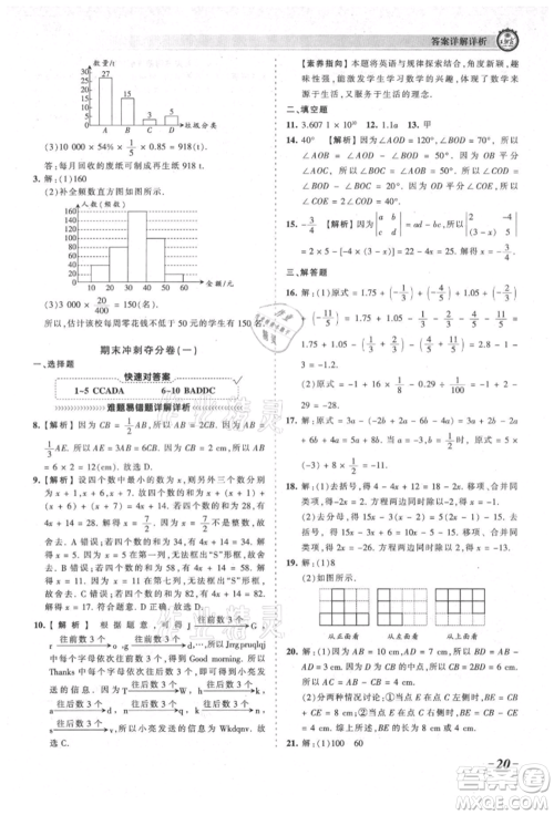 江西人民出版社2021王朝霞考点梳理时习卷七年级上册数学北师大版参考答案