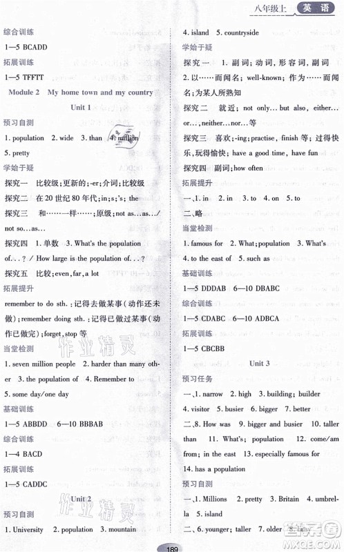 黑龙江教育出版社2021资源与评价八年级英语上册外研版答案