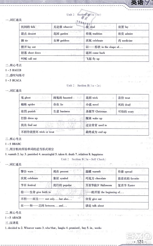 吉林出版集团股份有限公司2021精析巧练阶段验收与测试九年级英语上册人教版答案