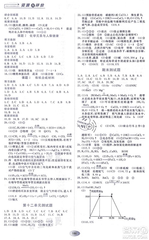 黑龙江教育出版社2021资源与评价九年级化学上册人教版答案