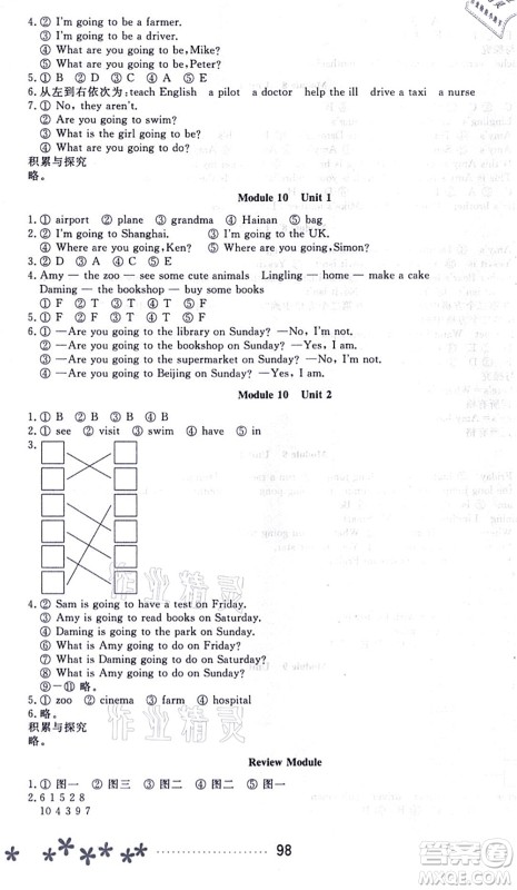 黑龙江教育出版社2021资源与评价三年级英语上册外研版大庆专版答案