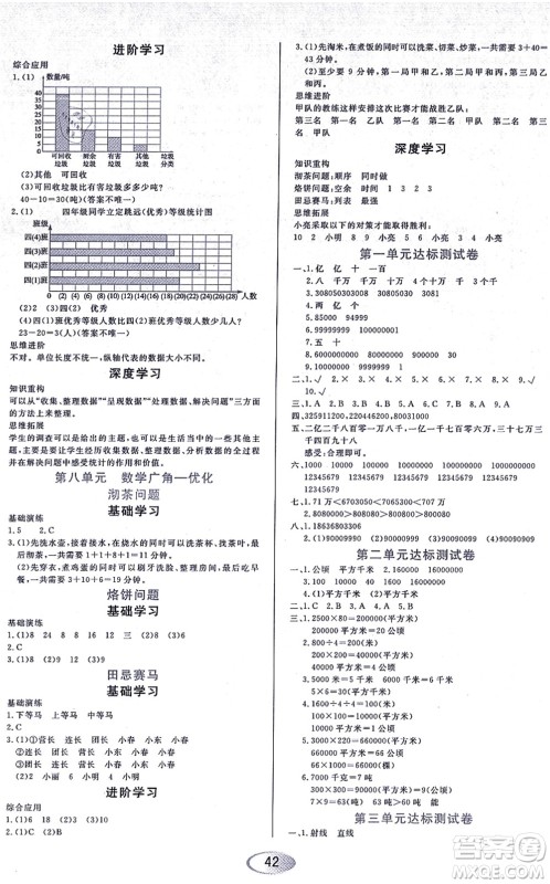 黑龙江教育出版社2021资源与评价四年级数学上册人教版答案