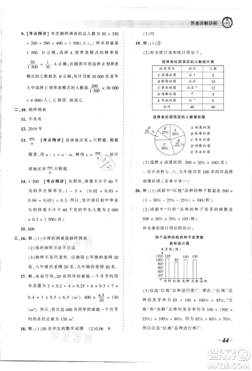 江西人民出版社2021王朝霞考点梳理时习卷九年级数学华师大版参考答案