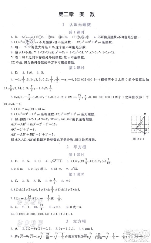 北京师范大学出版社2021新课标同步单元练习八年级数学上册北师大版深圳专版答案