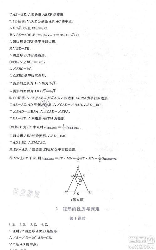 北京师范大学出版社2021新课标同步单元练习九年级数学上册北师大版深圳专版答案