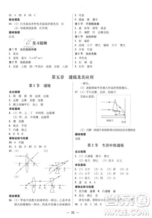 广东经济出版社2021学考精练八年级上册物理人教版答案