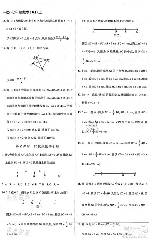 北方妇女儿童出版社2021胜券在握打好基础作业本七年级数学上册RJ人教版答案