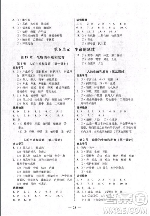 广东经济出版社2021学考精练八年级上册生物学北师大版答案 广东经济出版社2021学考精练八年级上册生物学北师大版答案