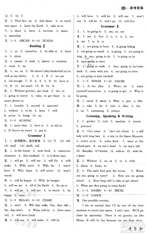 北方妇女儿童出版社2021胜券在握打好基础作业本七年级英语上册HJ沪教版答案