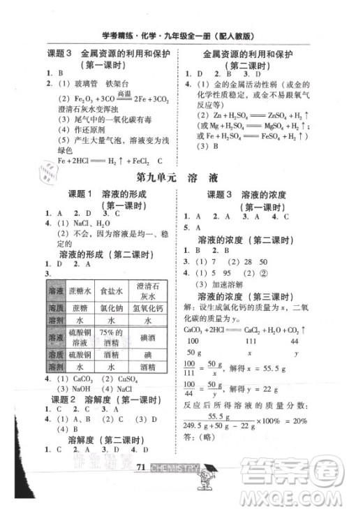 广东经济出版社2021学考精练九年级全一册化学人教版答案