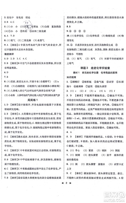 吉林出版集团有限责任公司2021胜券在握打好基础作业本九年级化学上册RJ人教版答案 吉林出版集团有限责任公司2021胜券在握打好基础作业本九年级化学上册RJ人教版答案