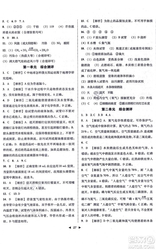 吉林出版集团有限责任公司2021胜券在握打好基础作业本九年级化学上册RJ人教版答案 吉林出版集团有限责任公司2021胜券在握打好基础作业本九年级化学上册RJ人教版答案