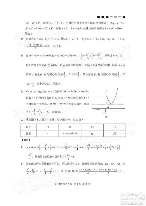 云南师大附中2022届高考适应性月考卷四文科数学试卷及答案