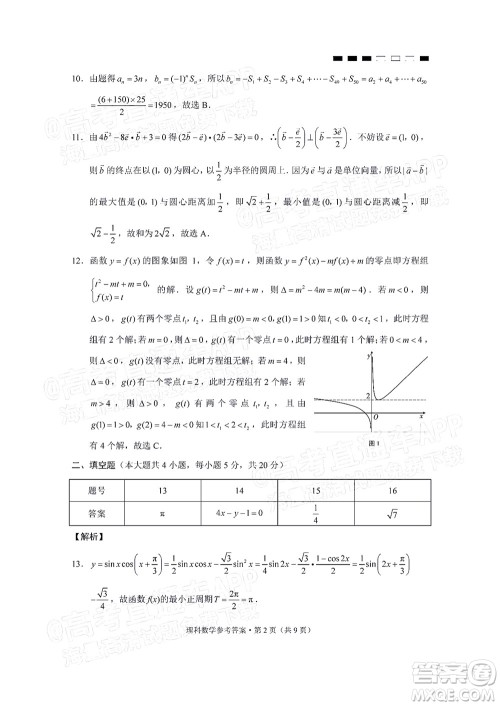 云南师大附中2022届高考适应性月考卷四理科数学试卷及答案