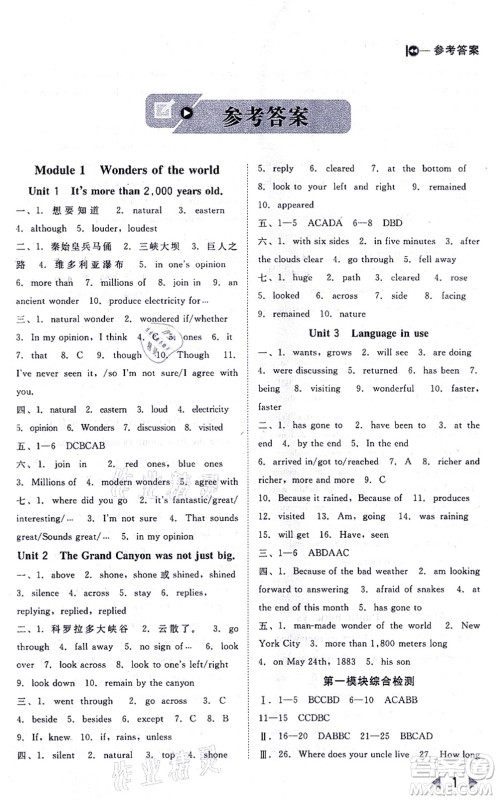 北方妇女儿童出版社2021胜券在握打好基础作业本九年级英语上册WY外研版答案 北方妇女儿童出版社2021胜券在握打好基础作业本九年级英语上册WY外研版答案