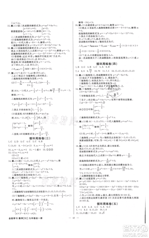 吉林出版集团有限责任公司2021全效学习课时提优九年级数学人教版精华版参考答案 吉林出版集团有限责任公司2021全效学习课时提优九年级数学人教版精华版参考答案